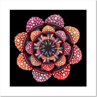 Reddish colored mushroom mandala Posters and Art